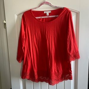 Red lace blouse